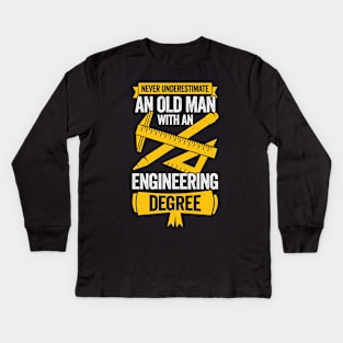 Old Man Engineering Grandpa Engineer Gift Kids Long Sleeve T-Shirt